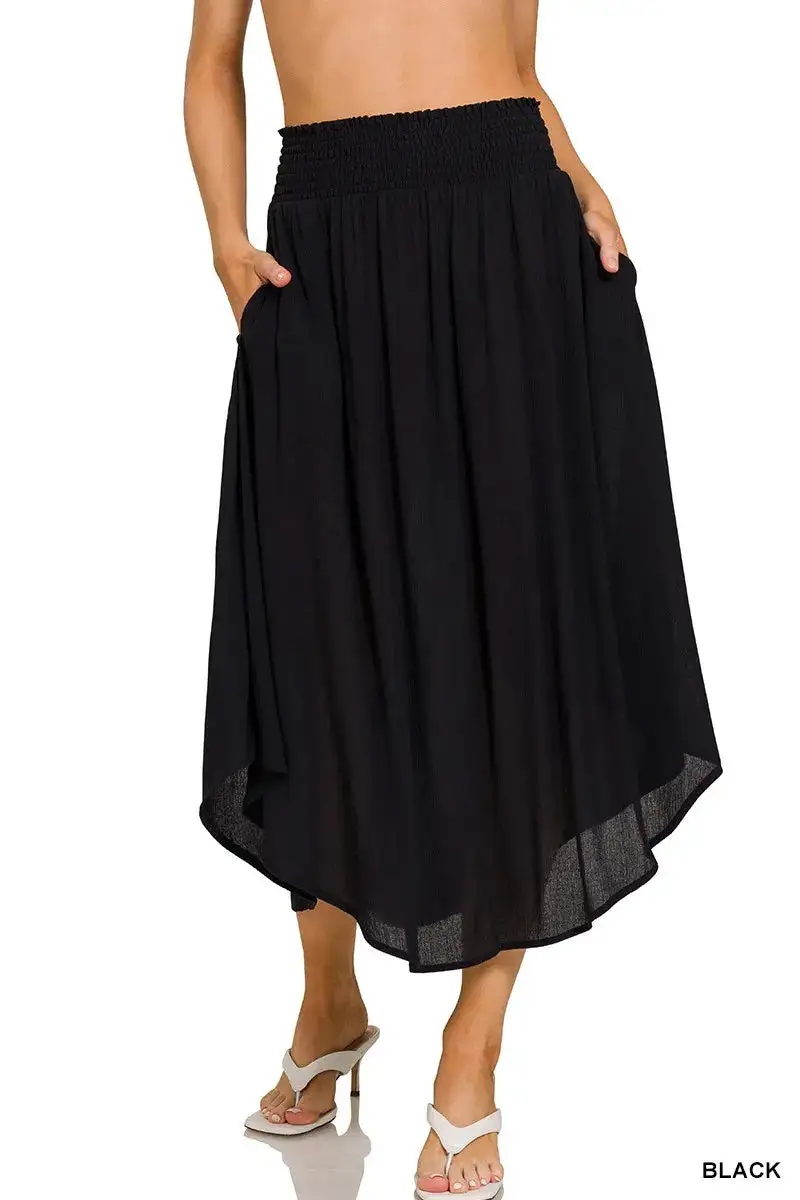 Modern Smocked Pocket Maxi Skirt