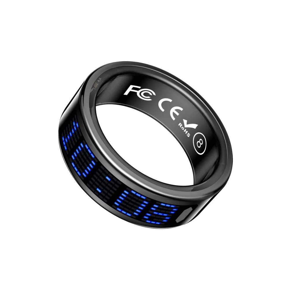 Smart Ring with Caller ID, Heart Rate, Blood Oxygen, Sleep & Step Tracking — Remote Camera Shutter & Media Control for iOS & Android — Waterproof Health Monitor