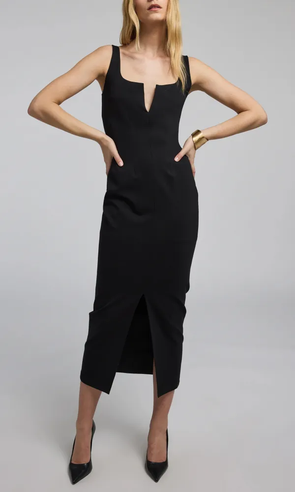 Black Sling Midi Dress
