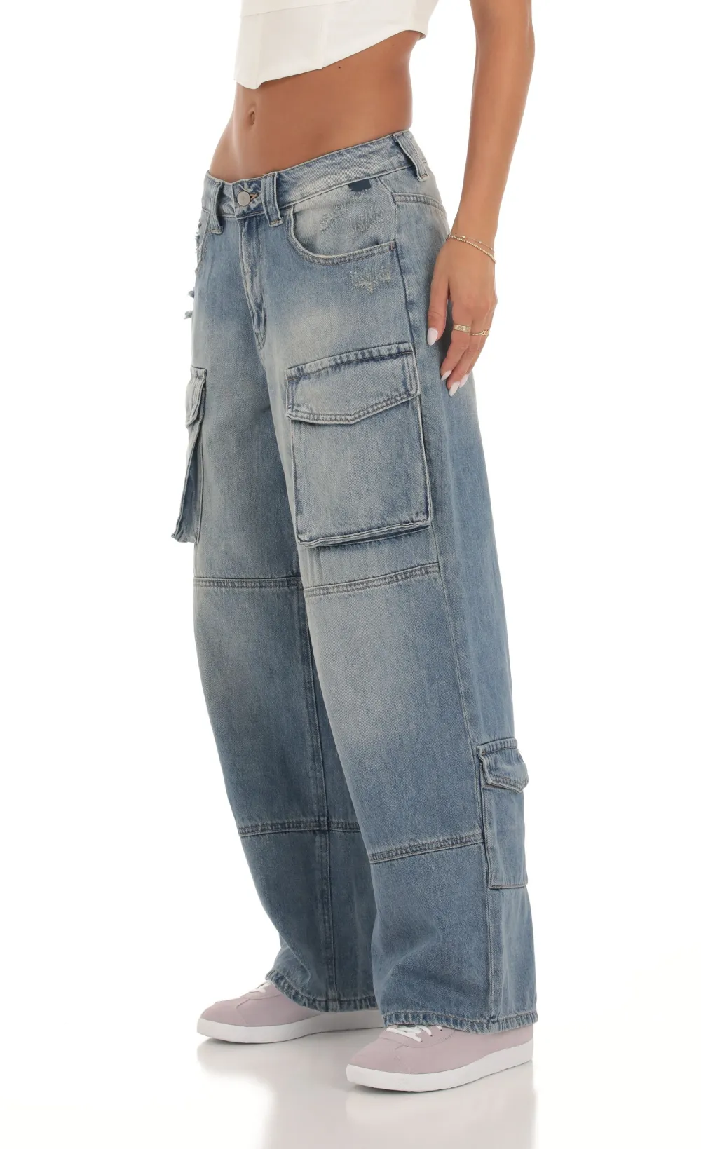 Baggy Cargo Jeans in Denim