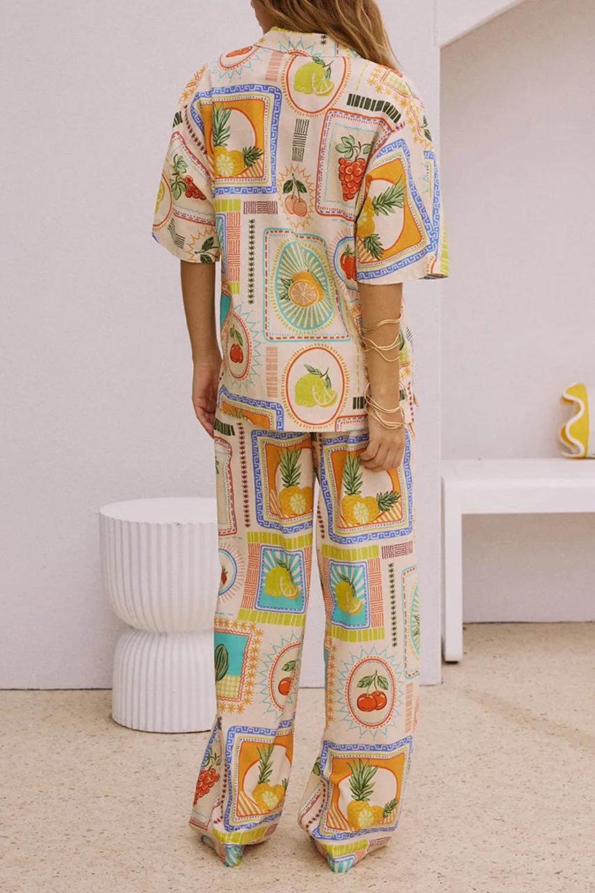Art Print Wide-Leg Pants