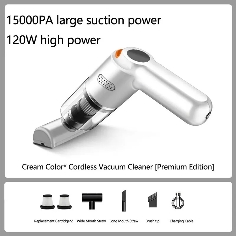 Cordless car vacuum cleaner -10000Pa suction, lightweight, long battery life!