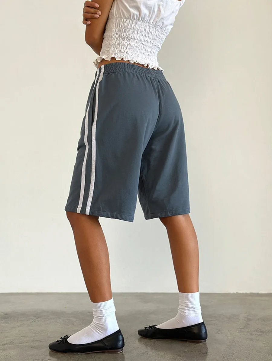 Short In Blue Mirage With White Stripe