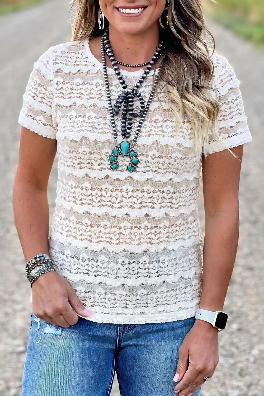 Airy Lace Boxy Tee