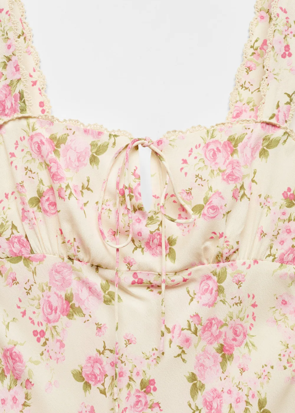 Floral dress with bow neckline