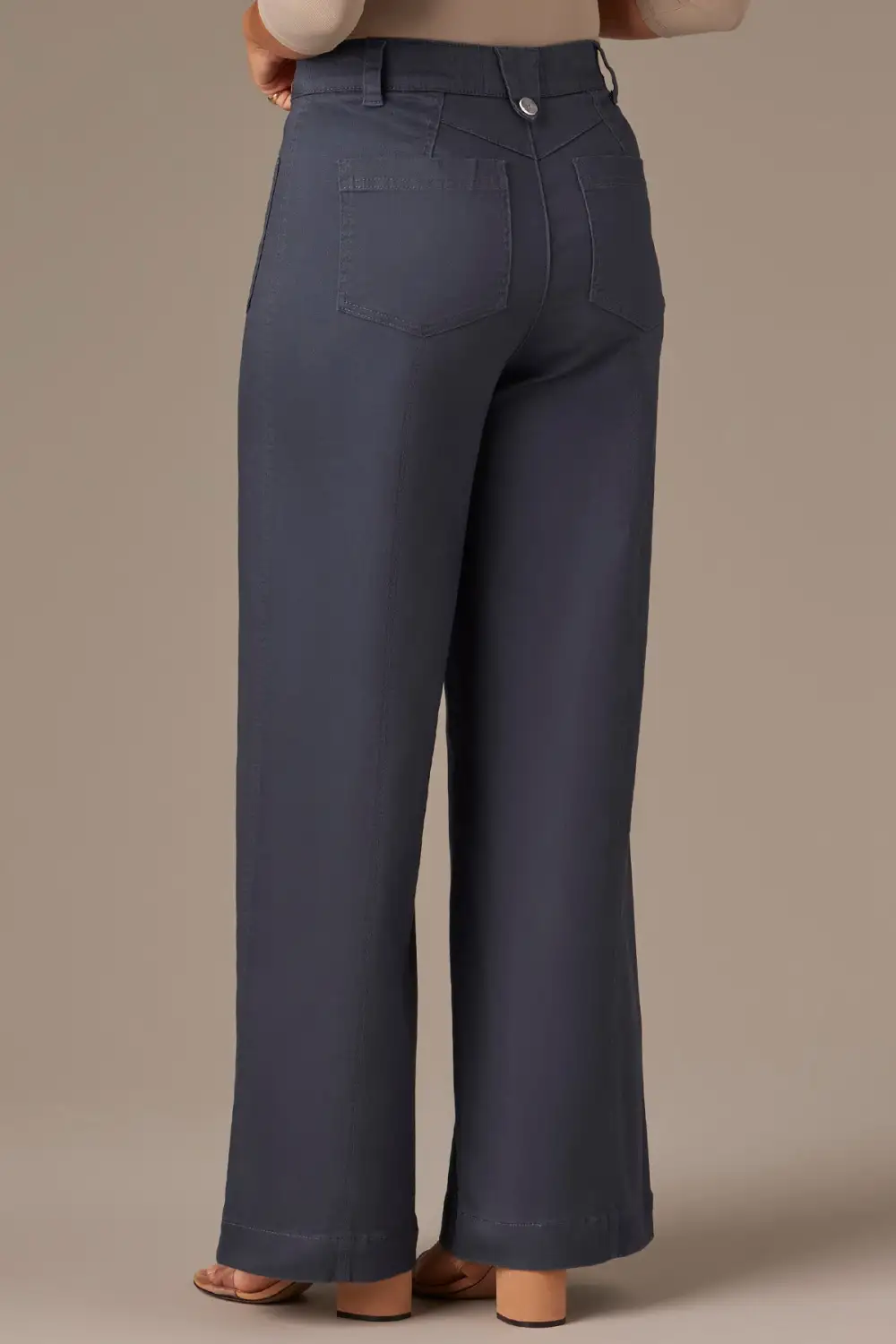 Petite Button Fly Wide Leg Pants