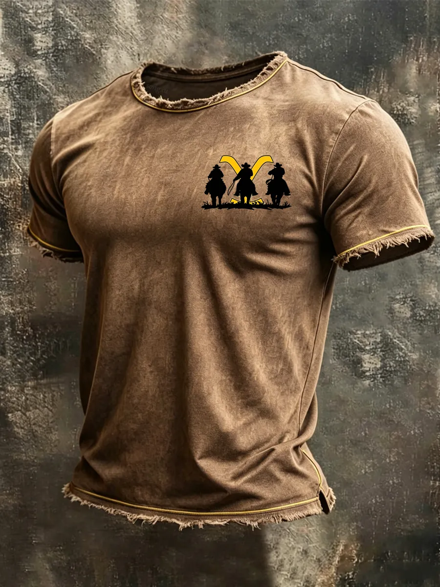 Men'S Casual Retro Western Printed Top