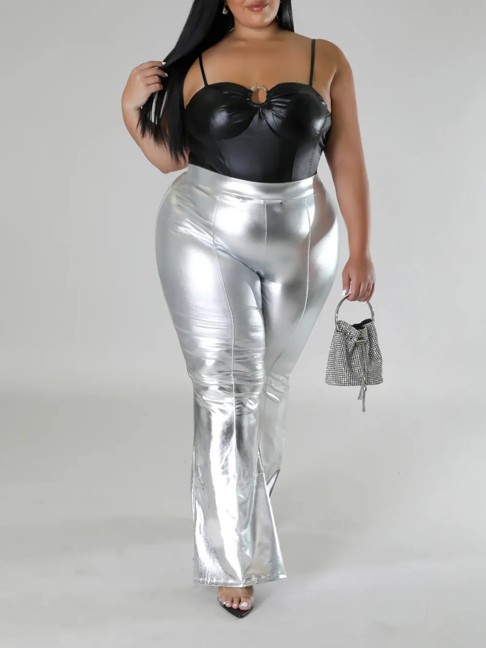 Plus-Size Fashion Women'S Glossy Pants