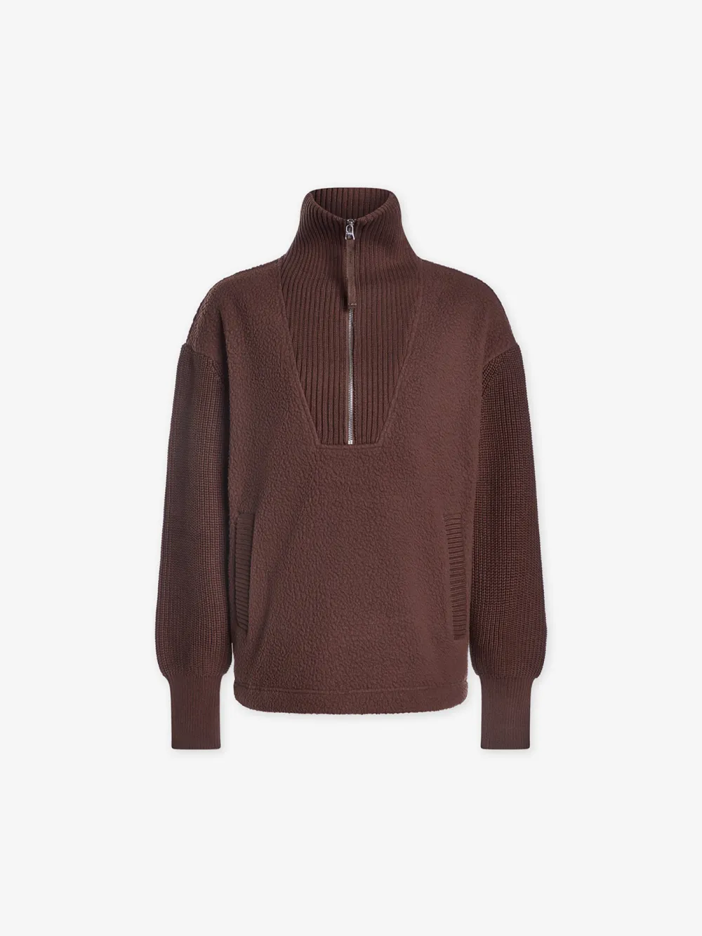Cozy Half-Zip High-Collar Textured Sweatshirt
