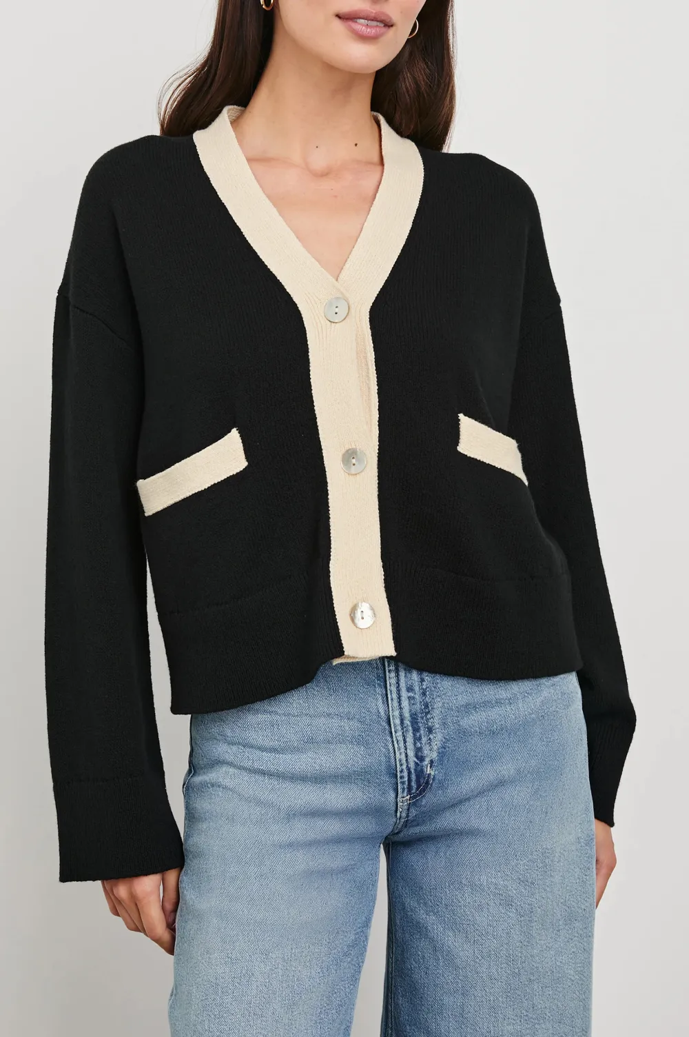 V-Neck Solid-Color Plush Warm Cardigan