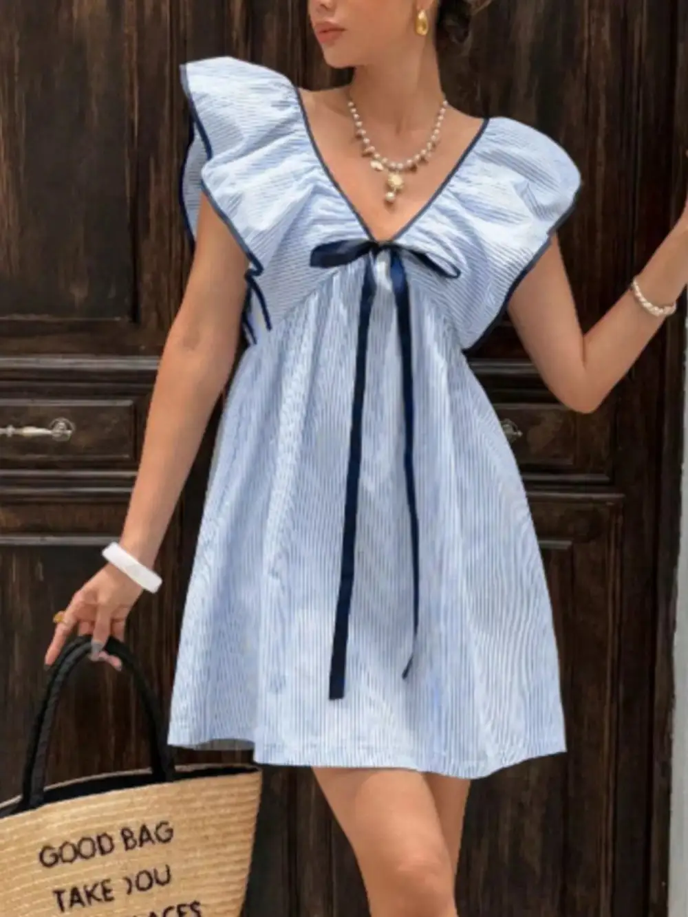 Striped Ruffle Mini Dress