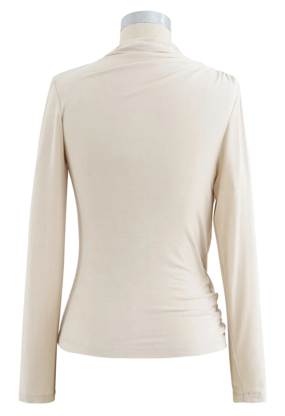 RUCHED LONG SLEEVES TOP IN CREAM