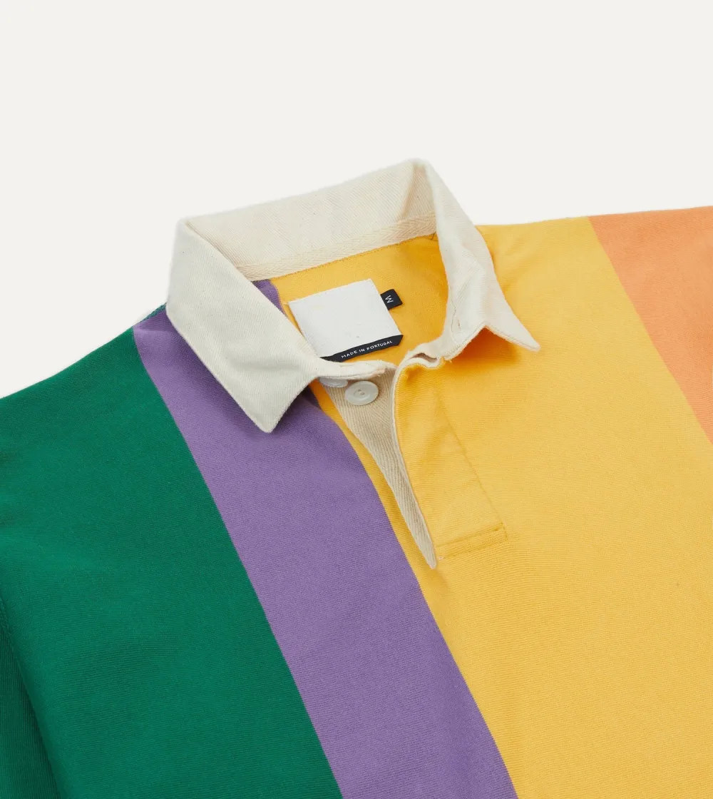 Multi Vertical Stripe Cotton Rugby Shirt Casual Style