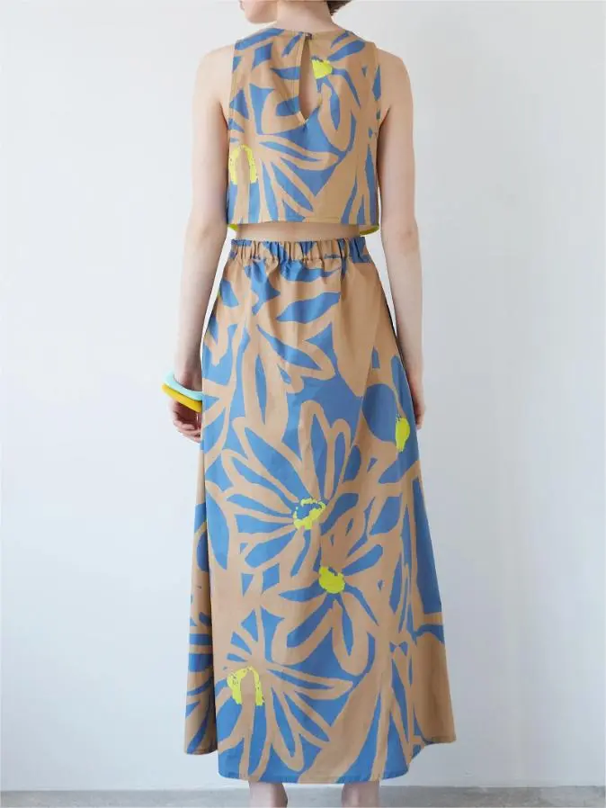 CAONE BLUE FLOWERS DRESS