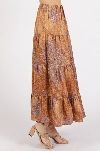 Paisley Patchwork Print Satin Skirt