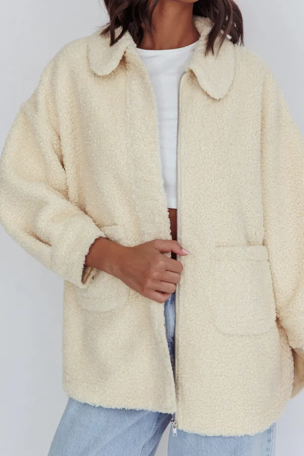 Simple Solid Color Lamb Wool Lapel Coat