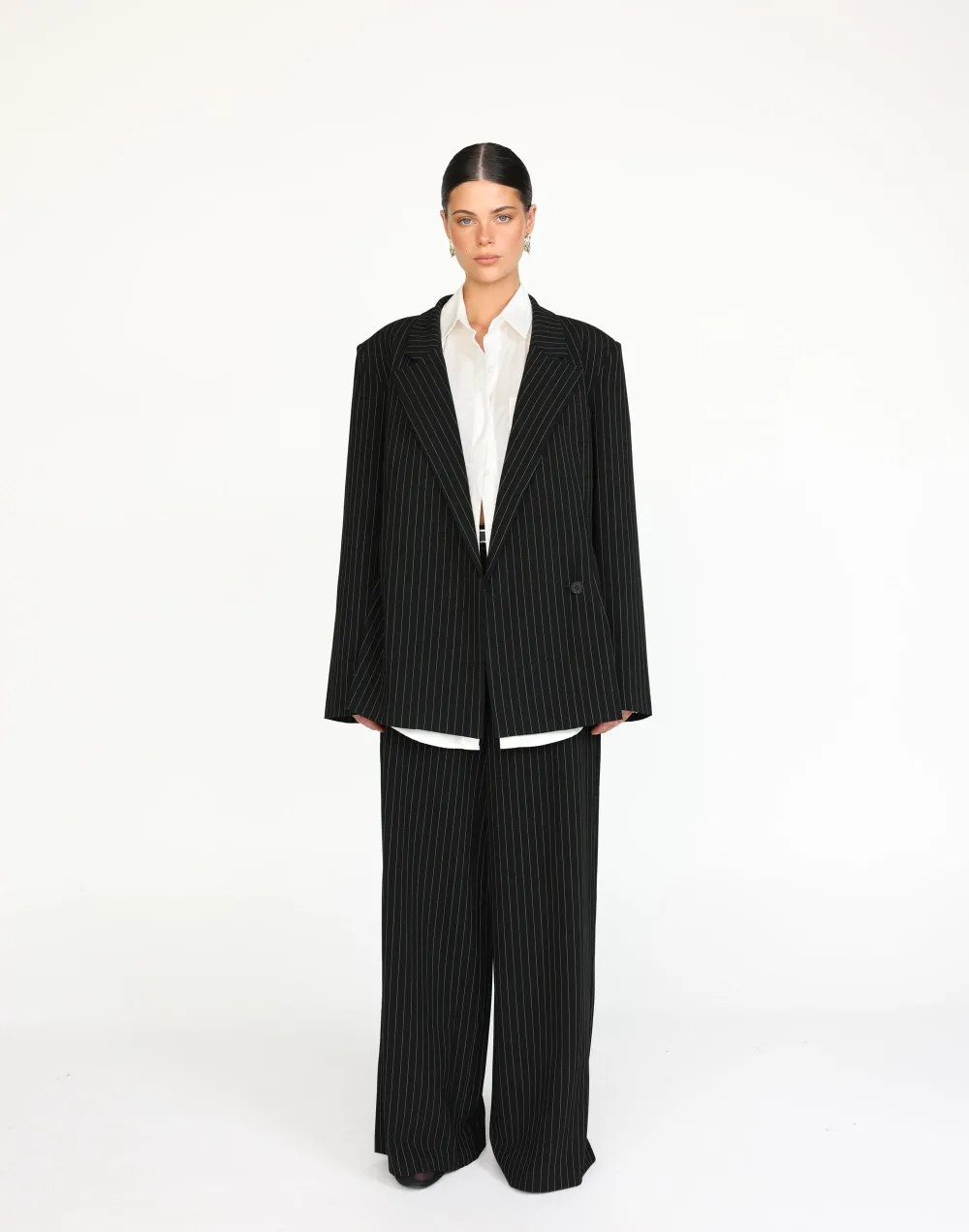 Kenza Blazer (Black Pinstripe)