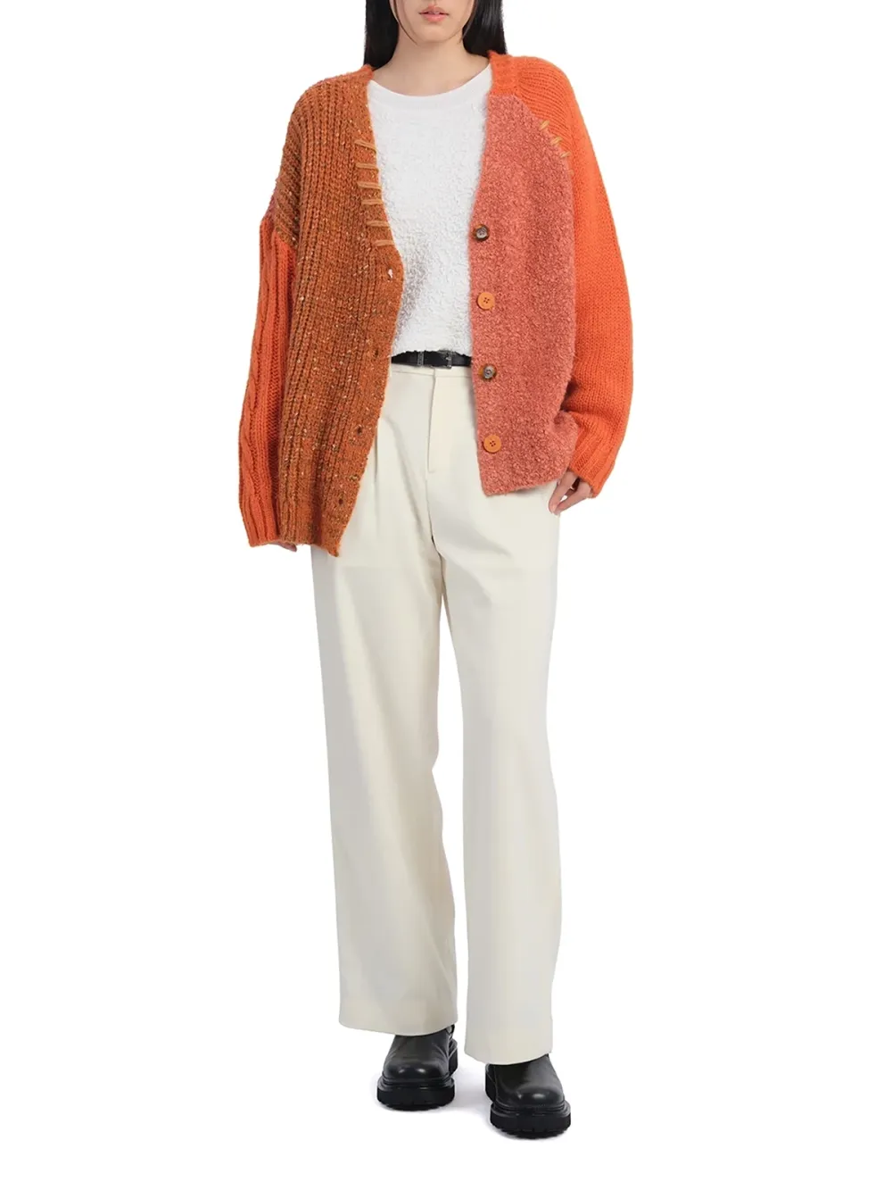 Color - Block Knit Cardigan Jacket