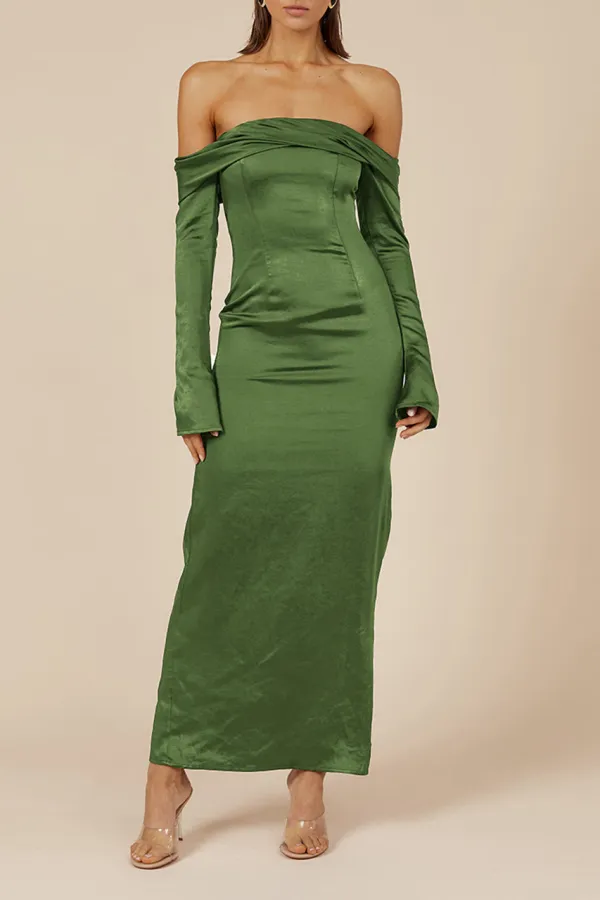Strapless Long Sleeve Maxi Dress