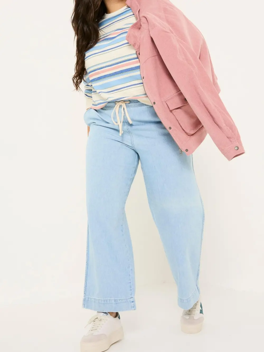 Ashby Light Blue Denim Straight Leg Drawstring Jeans