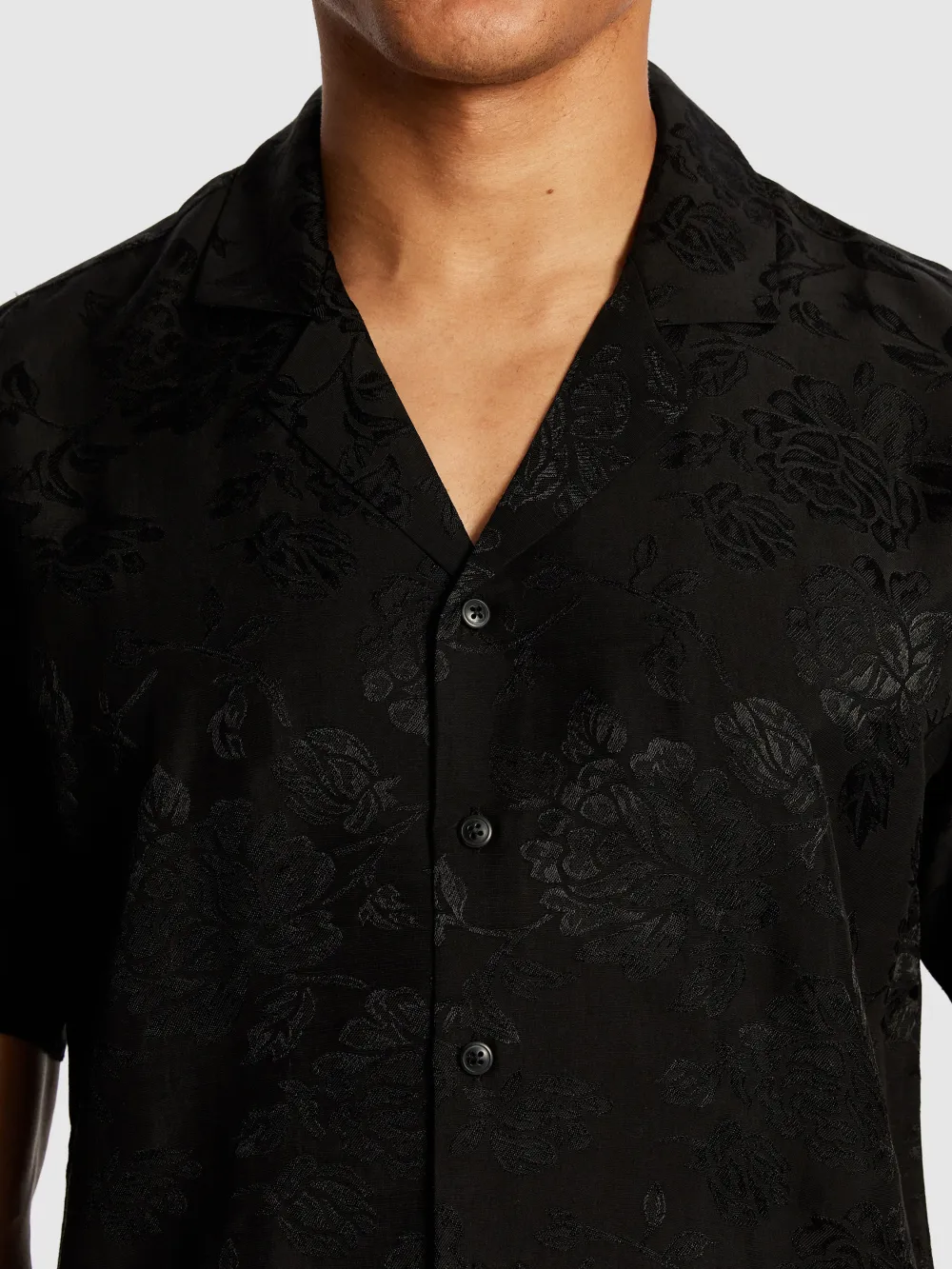 Black Satin Finish Short Sleeve Shirt