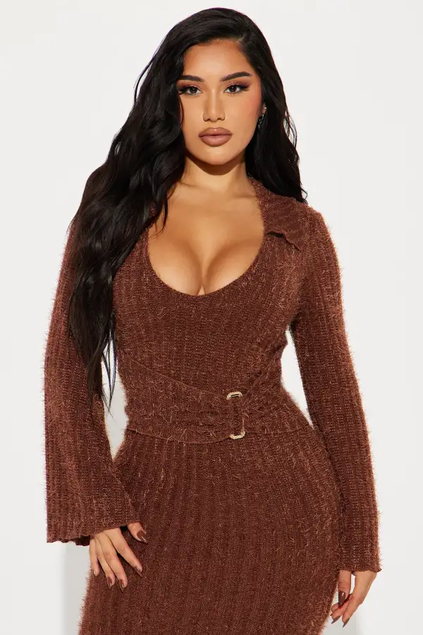 Jordyn Sweater Maxi Dress - Brown