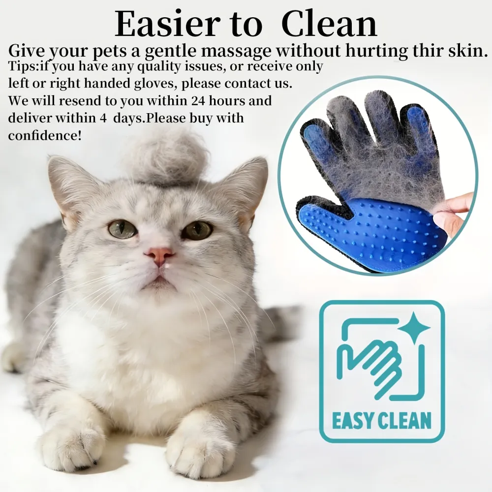 Pet Grooming Glove • Deshedding & Massage Grooming Glove • For Dogs & Cats • Loose Hair Removal Tool