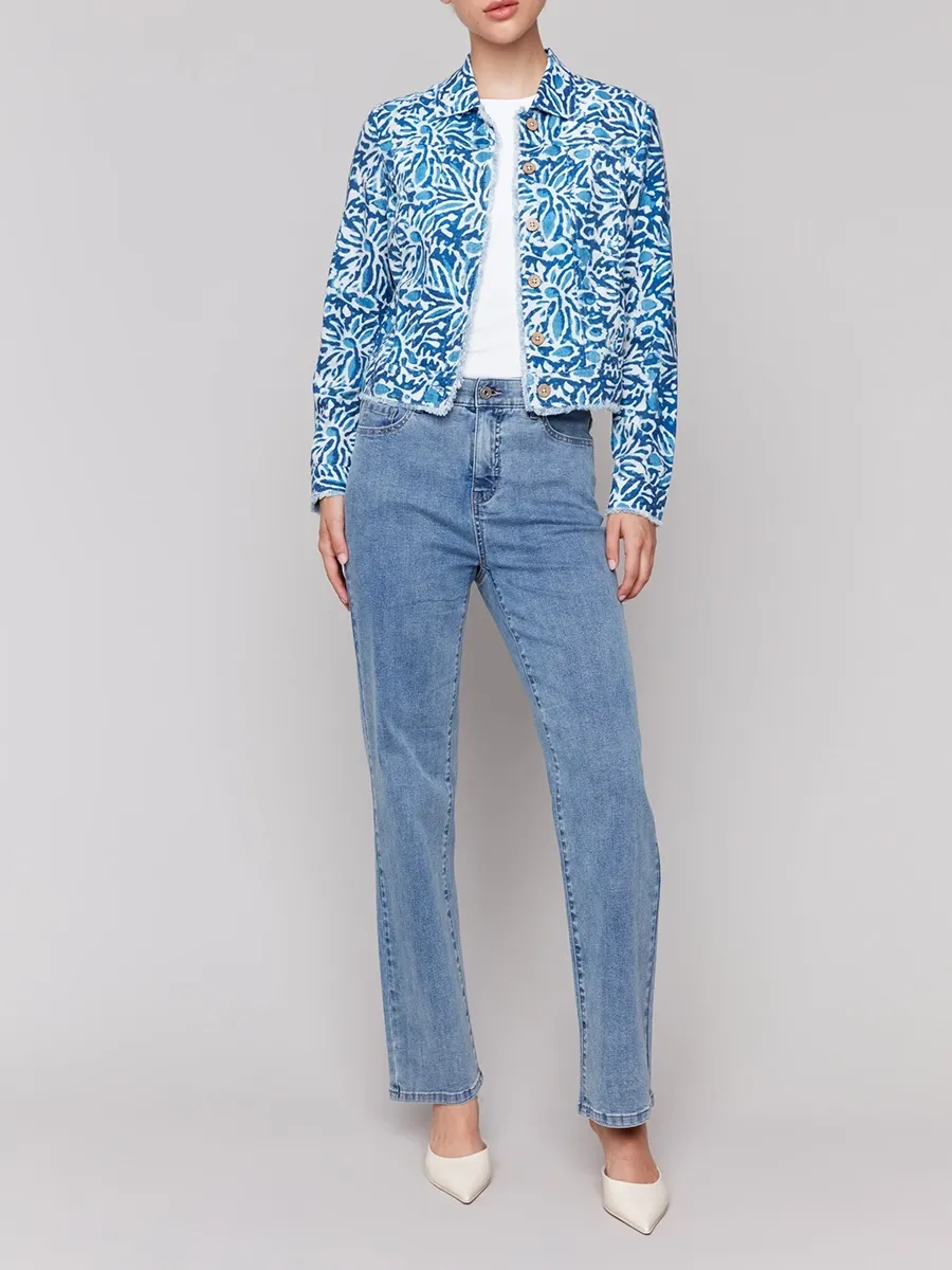 Women's Linen Jacket With Artistic Design