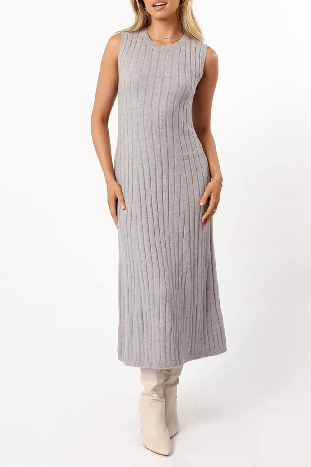 KELLIE KNIT MIDI DRESS - GREY