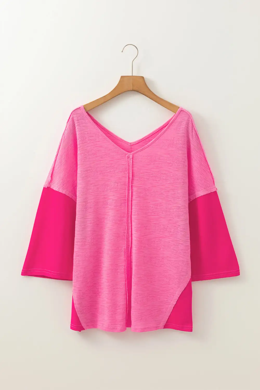 Patchwork V-Neck Relaxed Fit Blouse