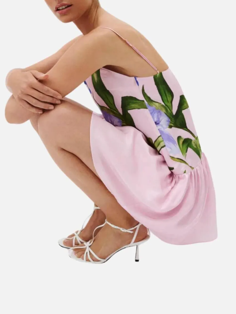 Flower Printed Spaghetti Strap Mini Dress