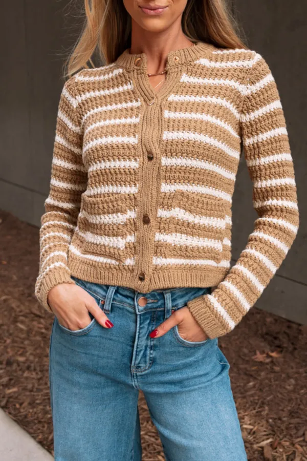 Contrast Color Striped Cardigan