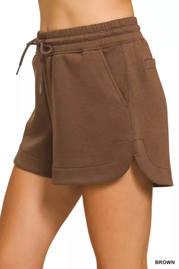 Zenana Scuba Elastic Waistband Shorts with Pocket