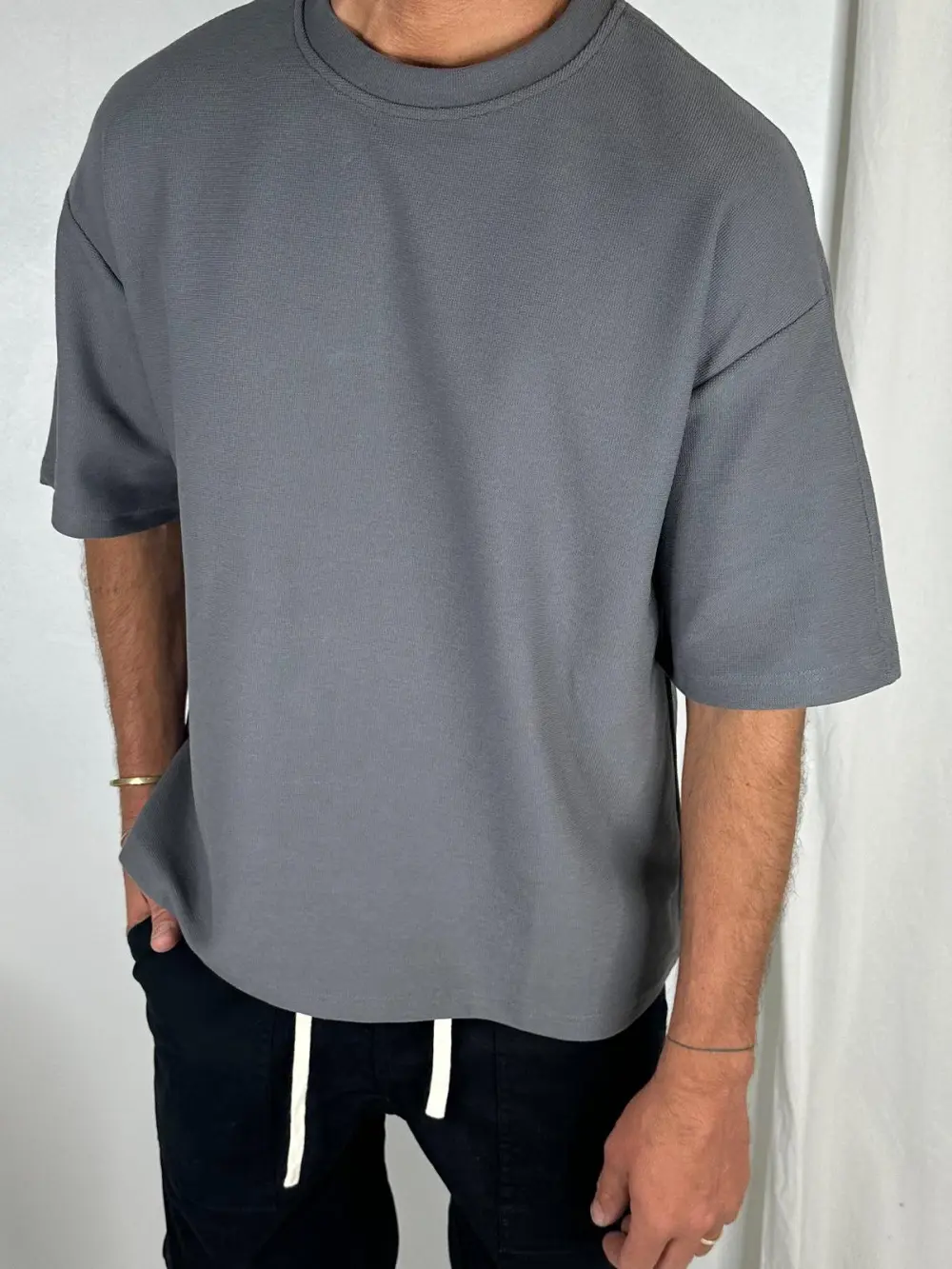 Comfortable Casual And Daily charcoal Grey Tee