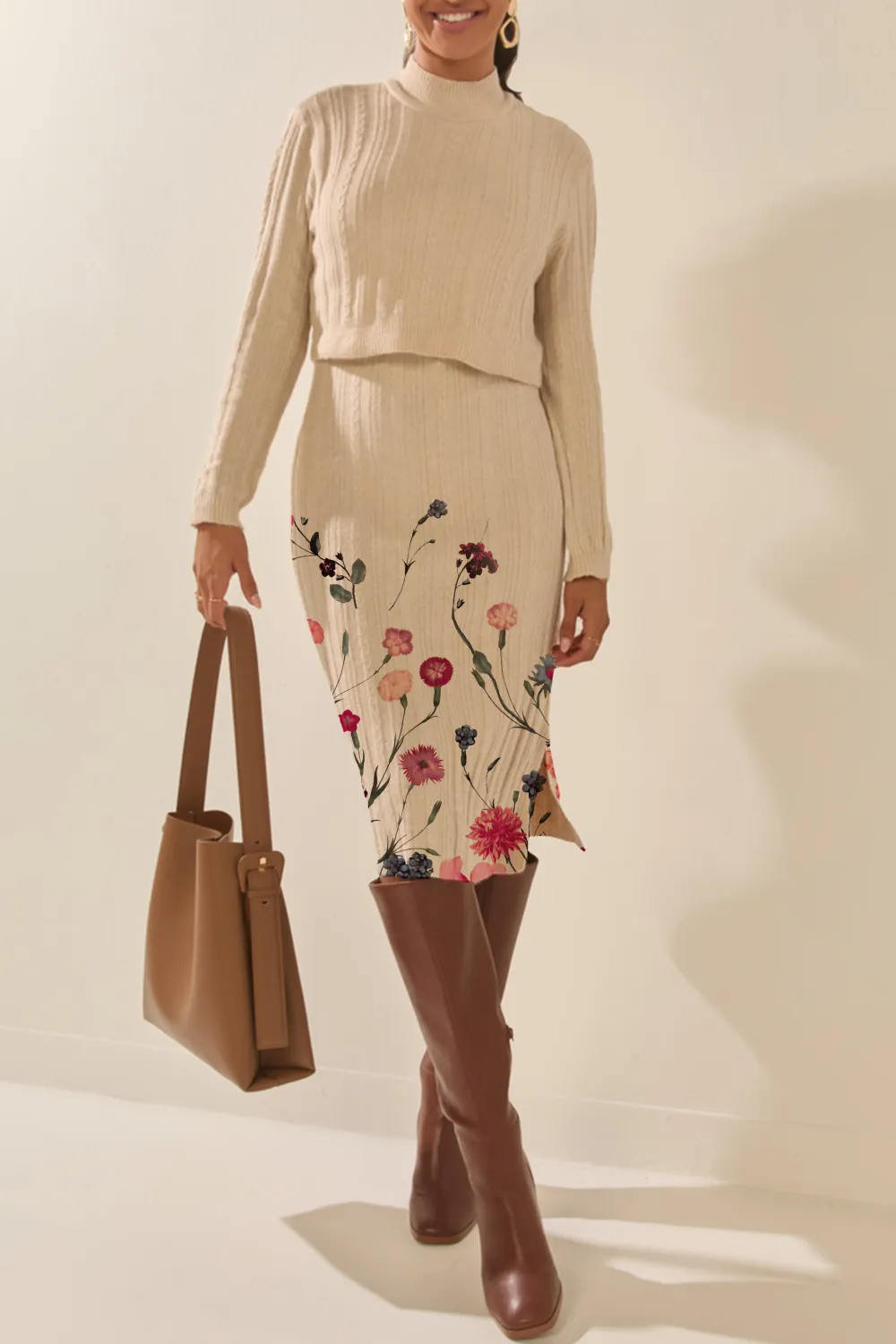 Candice Double Layer Midi Sweater Dress