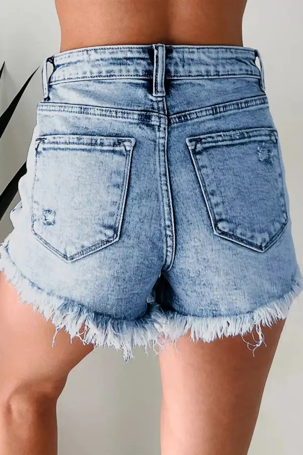 Distressed Frayed Hem Denim Casual Shorts