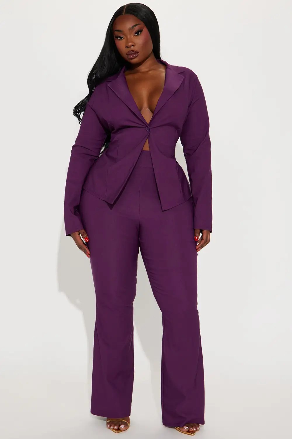 Krista Blazer Pant Set - Plum