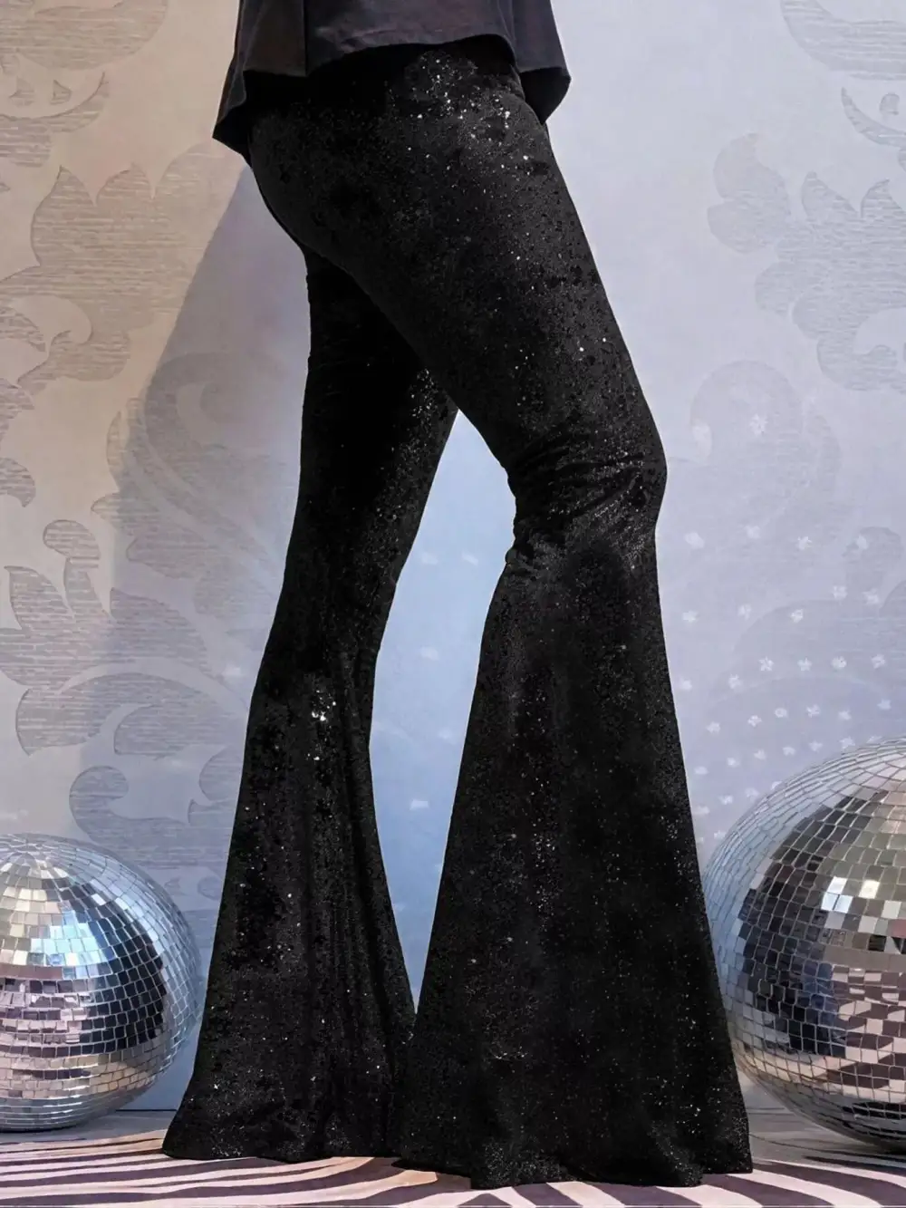 Velvet High Waist Flared Pants