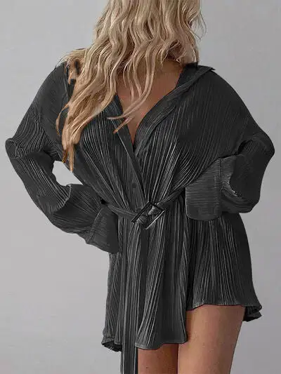 Button Up Dropped Shoulder Shirt Dress Mini Dress
