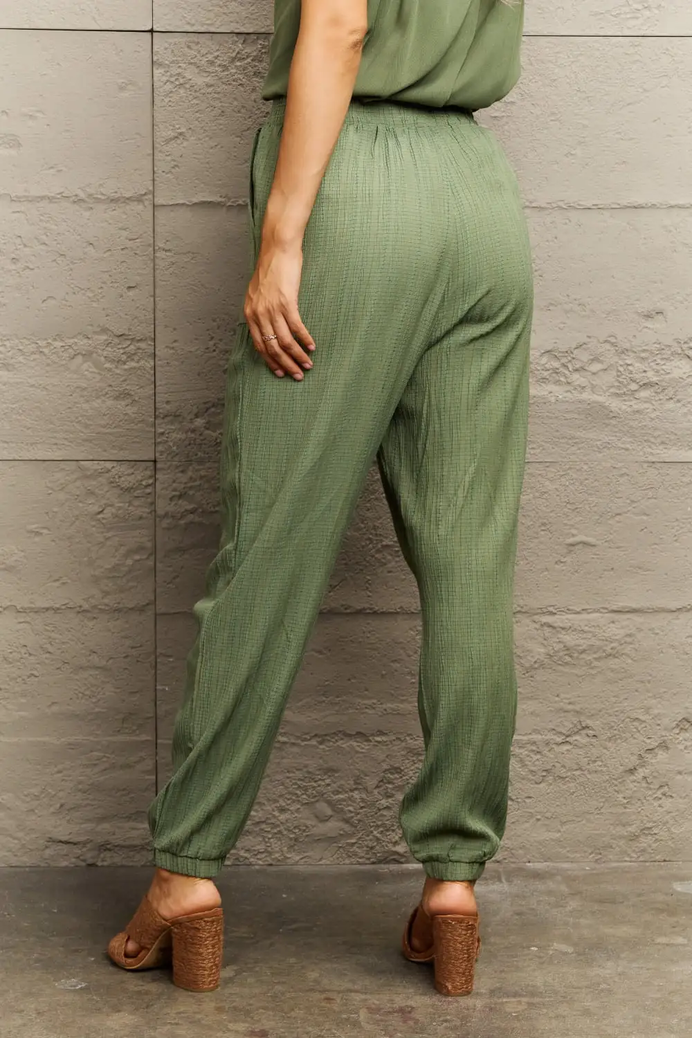 Tie Waist Long Pants With Pocket