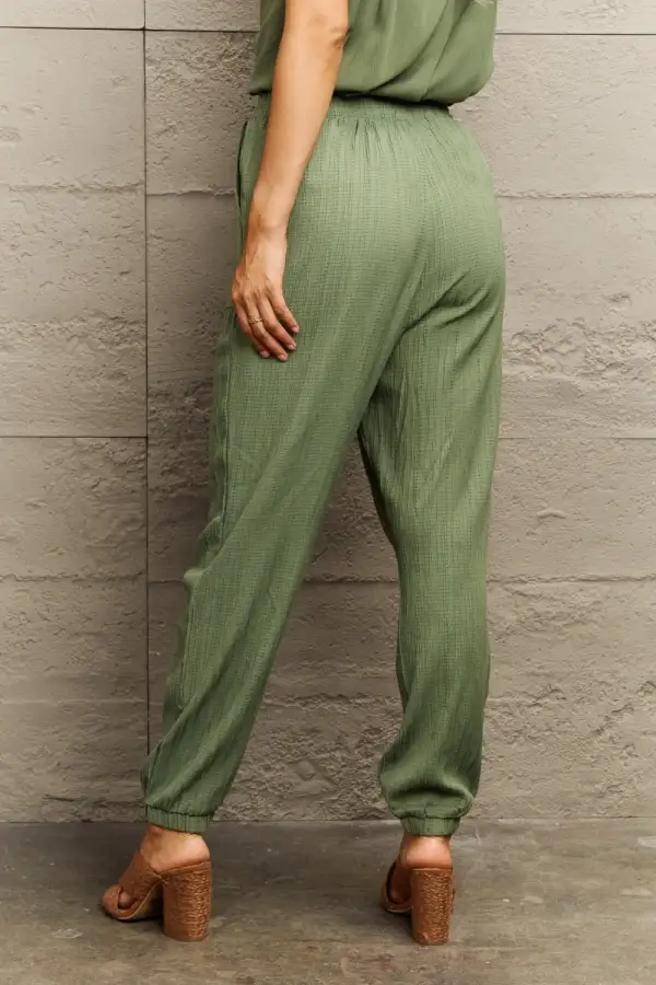 Tie Waist Long Pants With Pocket
