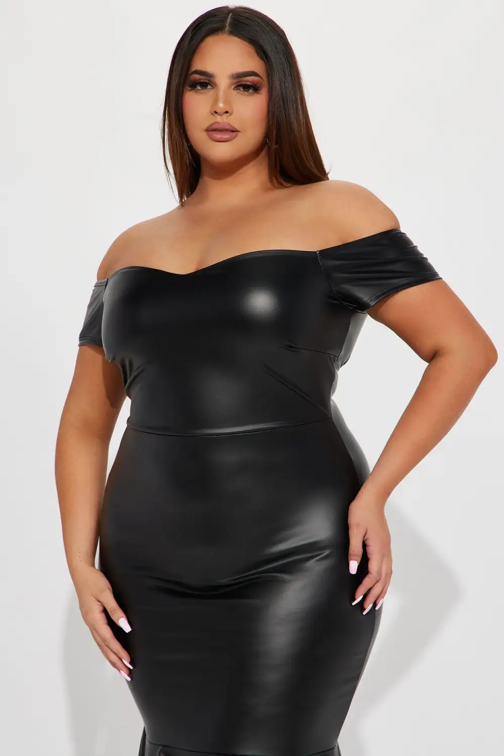 Jan Faux Leather Midi Dress - Black
