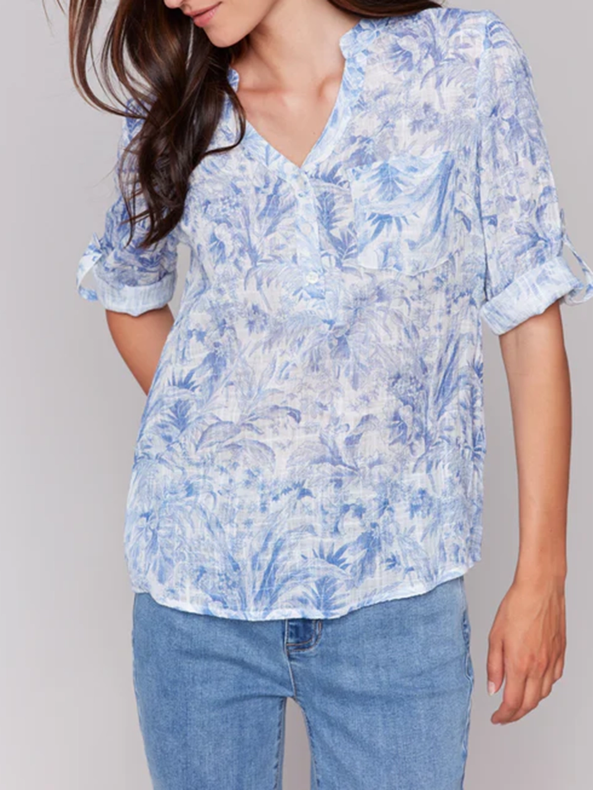 Artistic Cotton V-Neck Short Sleeves