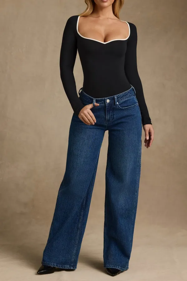 Fashionable And Trendy Creative Neckline Long-Sleeved Jumpsuit