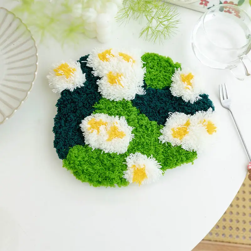 Handmade Moss Rug & Coasters Tufting Coaster Handmade Material Pack Kit