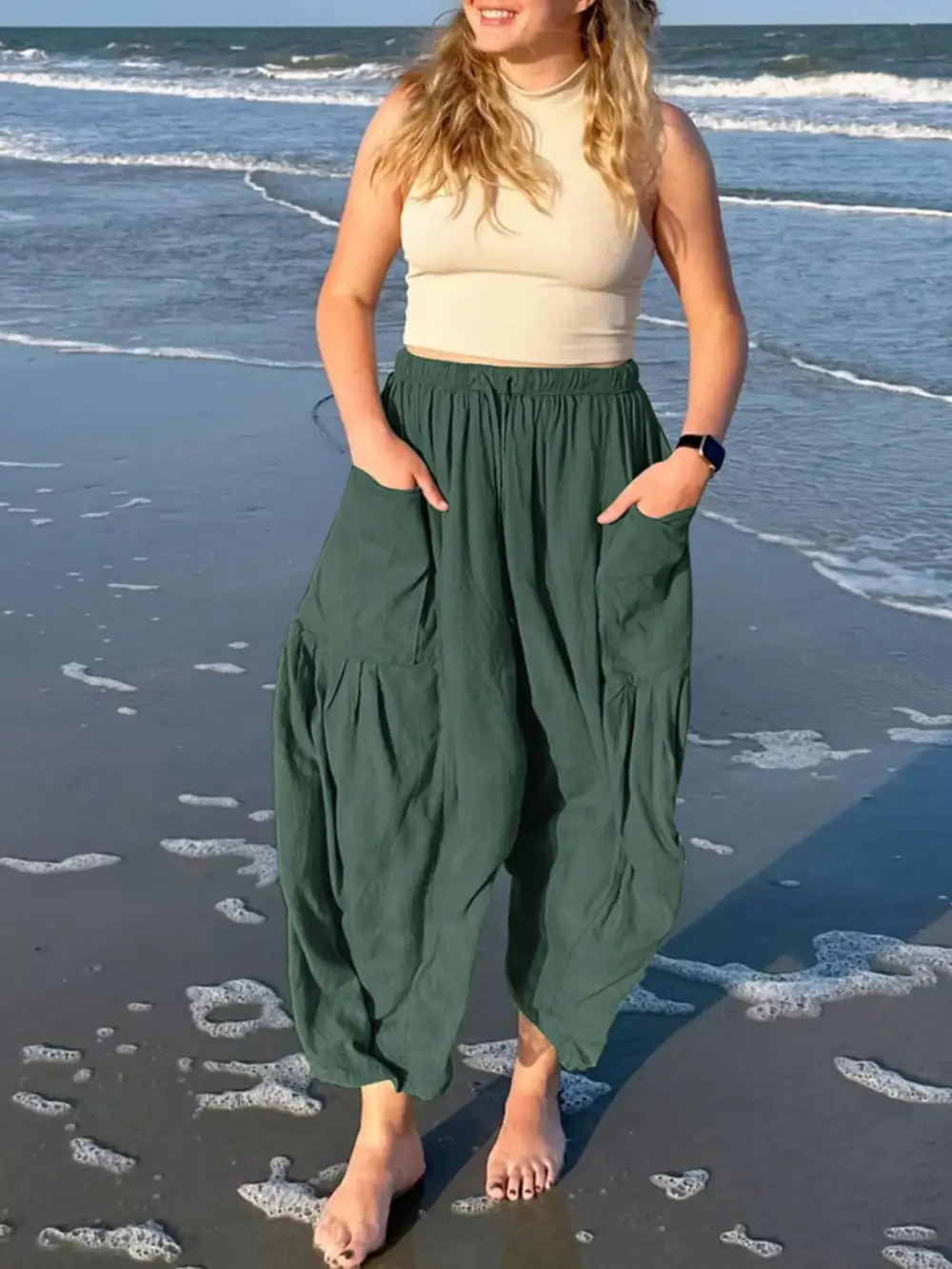Full Size Drawstring Pants With Pocket Plus Size