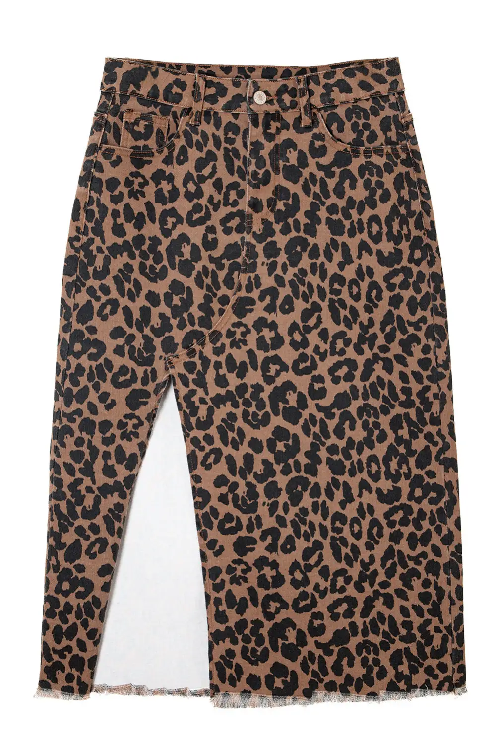 Open Denim Printed Skirt