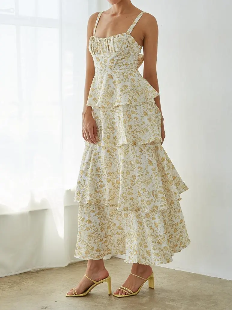 Bustier Tiered Maxi Dress