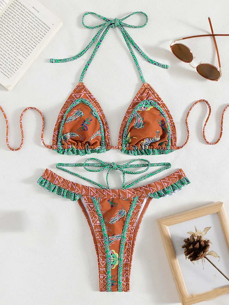 Artisan Print Tie Bikini Set