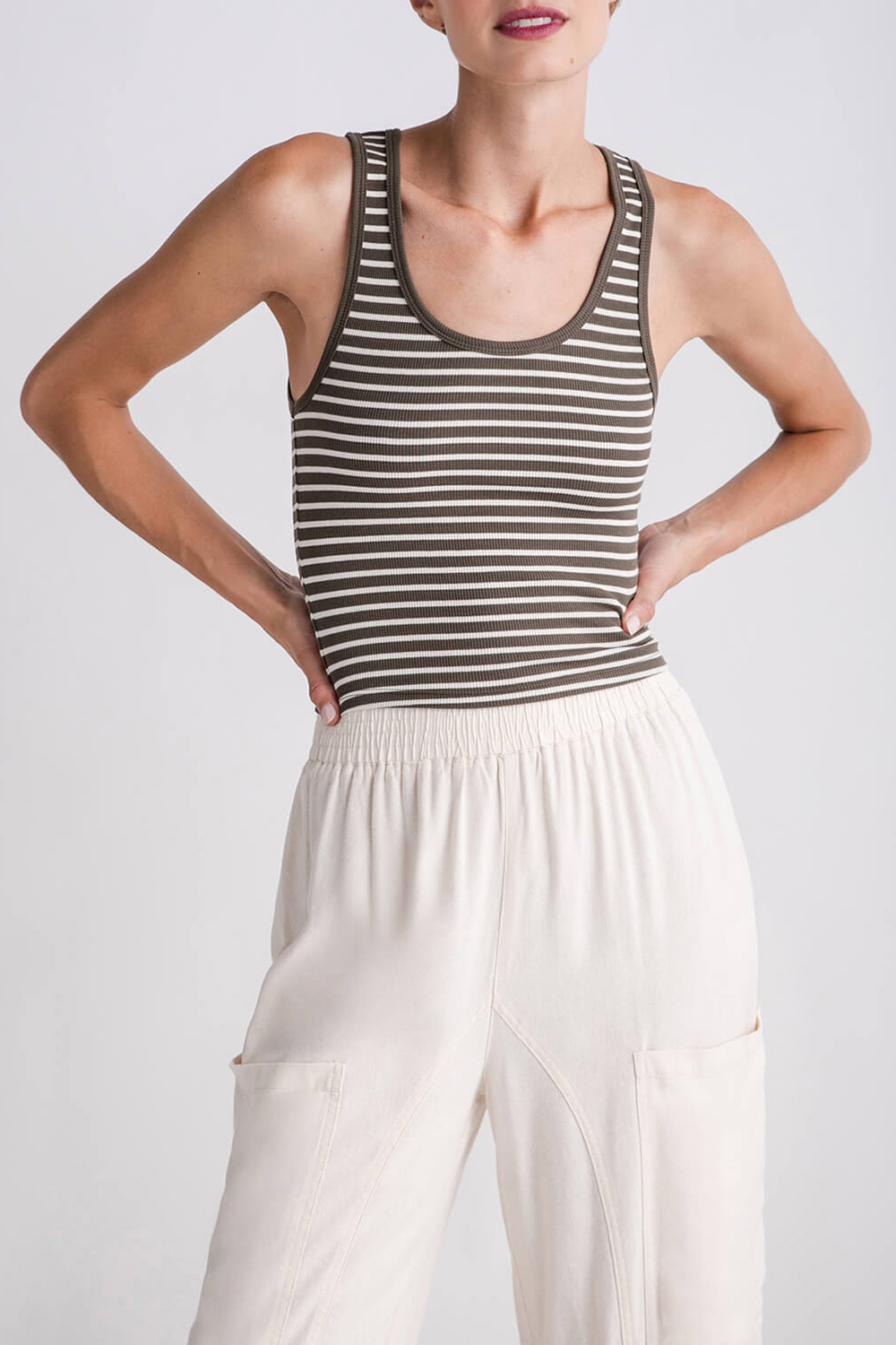 Z Supply Essy Stripe Ribbed Tank - grape leaf